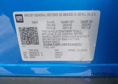 2024 Chevrolet Blazer Ev Eawd 2Lt from USA, damaged, VIN 3GNKDBRJ4RS245031